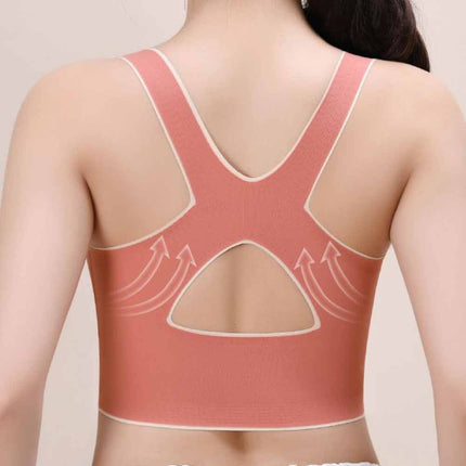 Women's Comfy Front Cross Seamless Corset Bra with Side Buckle Smooth Liner
