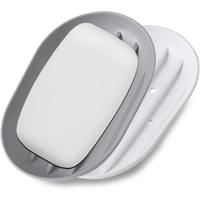 2Pack Silicone Soap Holder Tray with Drain for Bathroom Dish Soapbox