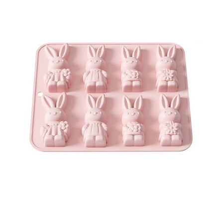 8 Grids Easter Bunny Molds - Non-Stick Baking Mold for Chocolate, Cake, Jelly - Food Grade Silicone Bakeware