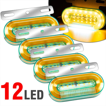 4X 24V Dynamic Yellow LED Side Marker Lights for Trucks, Trailers, Lorries, Vans, and Buses