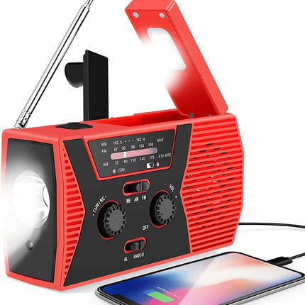 Portable Solar & Hand Crank Emergency Radio, Waterproof w/ Flashlight & Reading Light