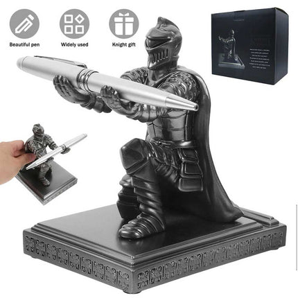 Resin Medieval Knight Soldier Pen Holder Office Desk Decor Warrior