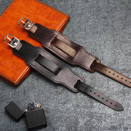 Retro Wide PU Leather Watchband Biker Cuff Wristband Bracelet Gift