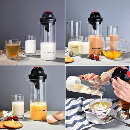 Handheld Electric Coffee Milk Frother Automatic Whisk Mixer with Jug Cup