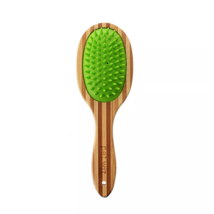 Double Sided Bamboo Dog Brush – Silicone Massager for Grooming