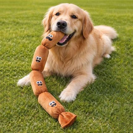 Cute Plush Sausage Squeaky Dog Toy Bite-Resistant Pet Chew Sound Toy