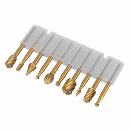 10Pcs HSS Wood Carving Rotary Drill Router Bit Set for Dremel Tools