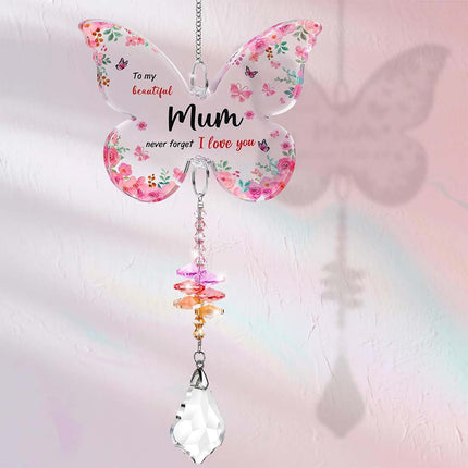 Unique Butterfly Crystal Suncatcher Gift for Mom from Daughter Son