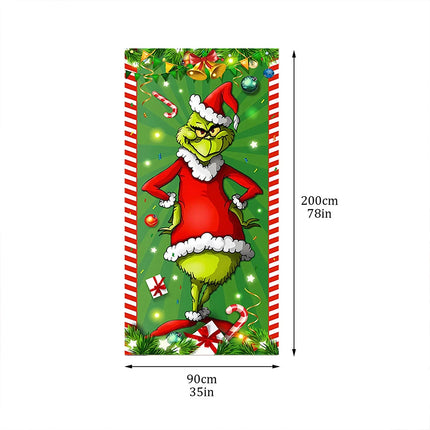 Grinch Christmas Porch Sign Door Banner Holiday Decoration
