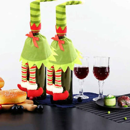 4Pcs Christmas Santa Hat Bottle Topper Wine Cover Xmas Table Decor