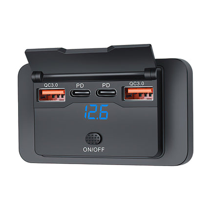 12V-24V Dual PD Type-C Car Charger Socket | 30W Fast Charge USB-C Power Outlet Panel for Truck RV Boat