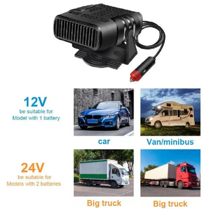 24V Portable Car Heater – 200W Fast Defroster & Demister for Windscreen, Dual-Mode Warm Air Fan for Trucks/Vans