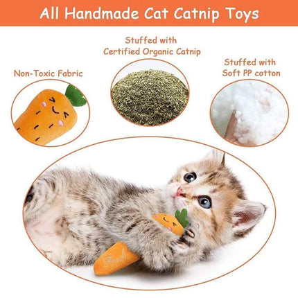 5PCS Catnip Teeth Grinding Toy Set, Funny Interactive Plush Cat Chewing Vocal Toy