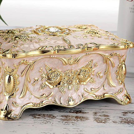 Vintage Alloy Trinket Box Ring Necklace Storage Organizer Jewelry Case Gift