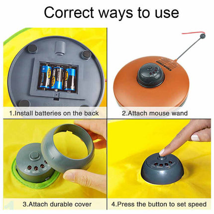 Electronic Interactive Rotating Undercover Mouse Cat Toy with Meow & Puzzle