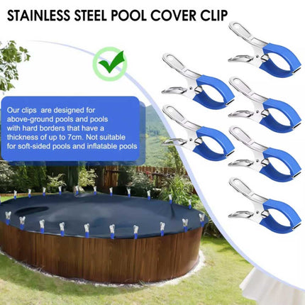 6Pcs 12CM Stainless Steel Pool Cover Clamps for Secure Fastening