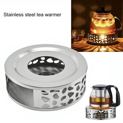 Stainless Steel Teapot Base Round Candle Warmer for Home Tea Coffee Milk