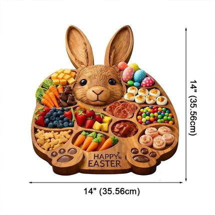 Wooden Cold Dish Platter for Easter – 14"x14" Serving Board, Great Gift, Easy Clean Kitchen Accessory