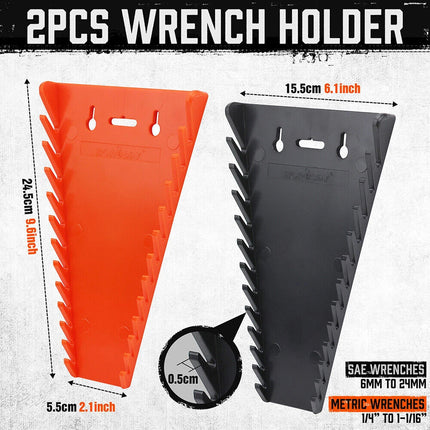 2Pcs Magnetic Spanner Rack, Holds 24 Tools, Wrench Organiser for Workshop