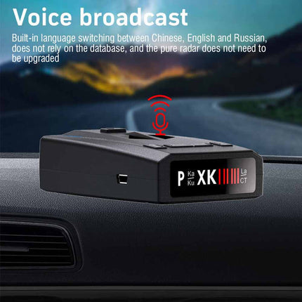 360° Car Radar Detector with Laser Detection - Voice Alerts for GPS & Safety Cameras, Full Band Protection for Driver Assistance