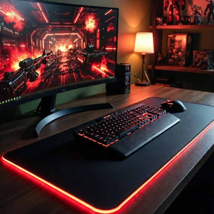 90x40cm RGB Edge Gaming Desk Mat 3mm Thick Non-Slip XXL Black Mouse Pad
