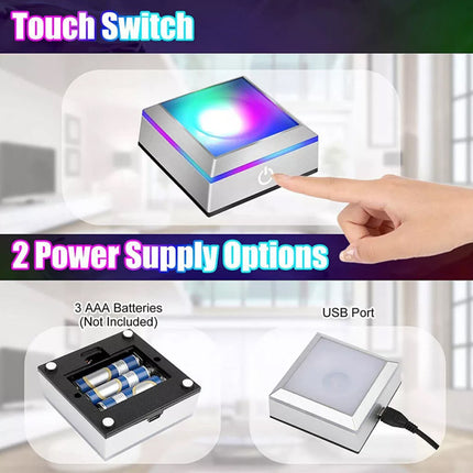 Square/Round 3D LED Light Base Stand for Crystal Art Glass Display