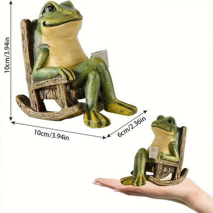 Solar Powered Mini Frog LED Garden Statue for Indoor & Outdoor Decor