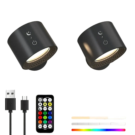 Rechargeable RGB Magnetic LED Wall Sconce Night Lamp with Remote