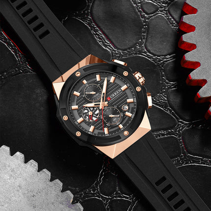 Men's Military Sport Silicone Watch with Calendar for Boys