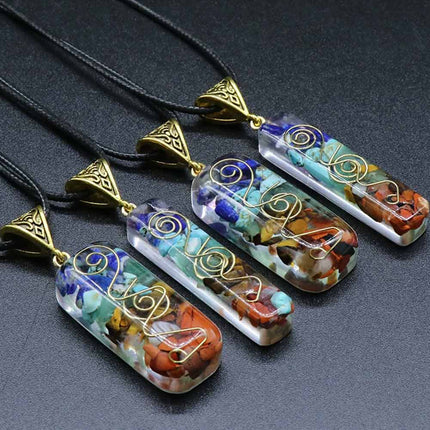 7 Chakra Healing Crystal Necklace Energy Pendant for Yoga Meditation