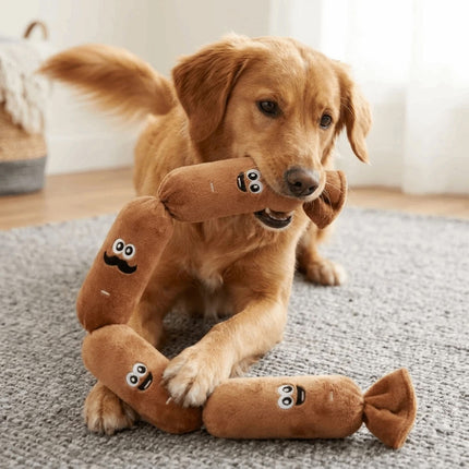 Cute Plush Sausage Squeaky Dog Toy Bite-Resistant Pet Chew Sound Toy