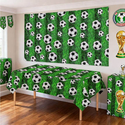 Soccer Theme Disposable Tablecloth Set of 2 for Party Background Cover