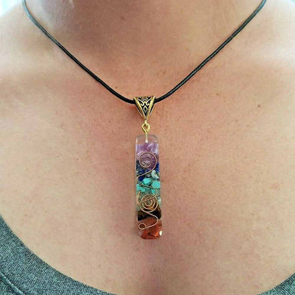 7 Chakra Healing Crystal Necklace Energy Pendant for Yoga Meditation