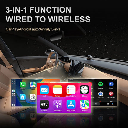 3-in-1 Wireless CarPlay & Android Auto Adapter BT5.0 Plug & Play