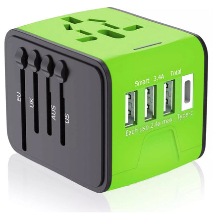 Universal Travel Adapter 3 USB & Type-C Outlet Power Converter Plug