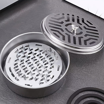 Stainless Steel Mosquito Coil Holder with Lid, Smokeless Repellent for Outdoor Anti Bug Fly