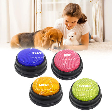 4X Recordable Talking Button Set for Dog Training & Communication