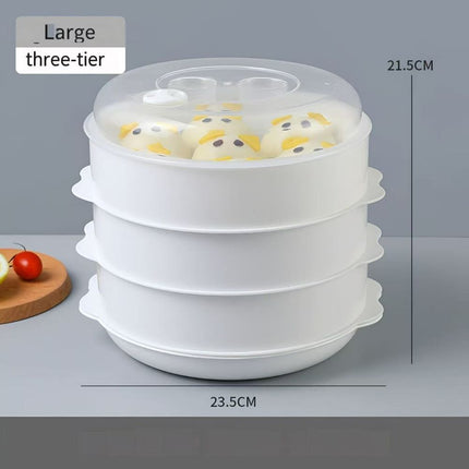 Multi-Layer Plastic Steamer Basket, Large Microwave Steamer, Heat-Resistant
