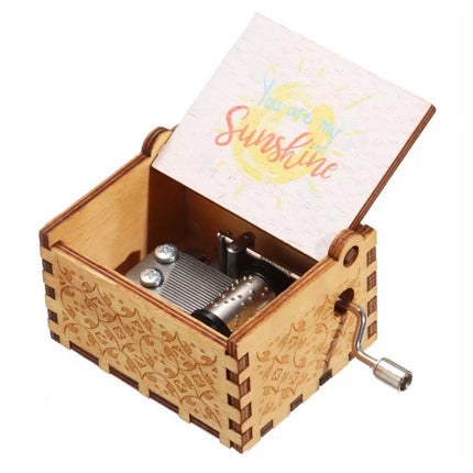 Hand-Cranked You Are My Sunshine Music Box – Black Engraved Musical Gift