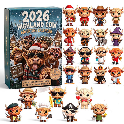 3D Highland Cow Advent Calendar 2026 24-Day Christmas Countdown