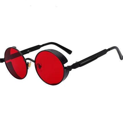 Retro Round Metal Frame Steampunk Sunglasses for Men Women