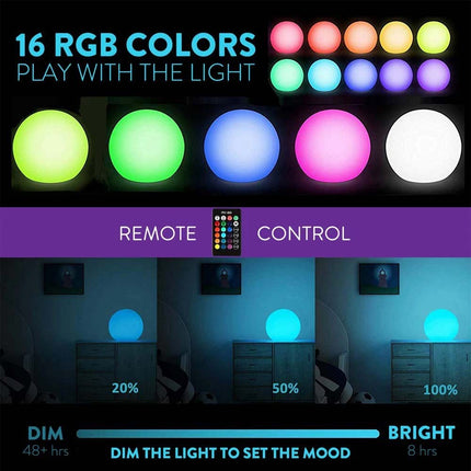 RGB 16 Colors LED Globe Orb Light with Remote - 15CM Kids Mood Night Lamp