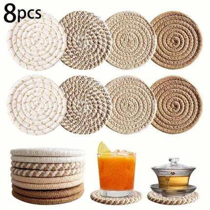 8Pcs Non-Woven Heat Resistant Non-Slip Cup Coasters Set with Iron Frame