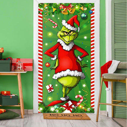 Grinch Christmas Porch Sign Door Banner Holiday Decoration