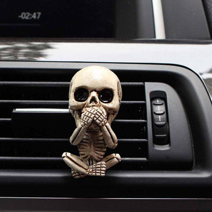 Gothic Skull Vent Clip Freshener – Refillable Resin Diffuser with Scent Pods for Auto