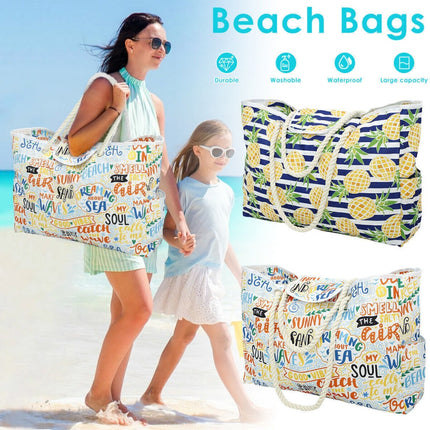 Extra Large Waterproof Beach Tote for Women with Zip for Travel Swim