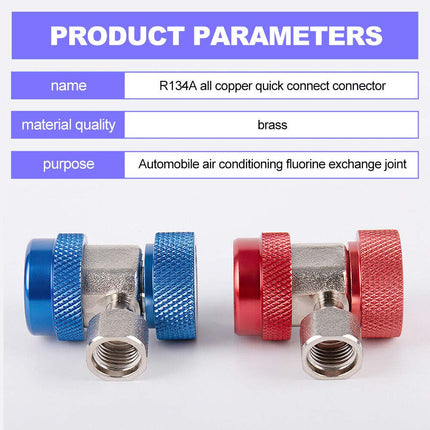 2PCS R134a Car AC Repair Kit, High/Low Pressure Quick Connect Couplers
