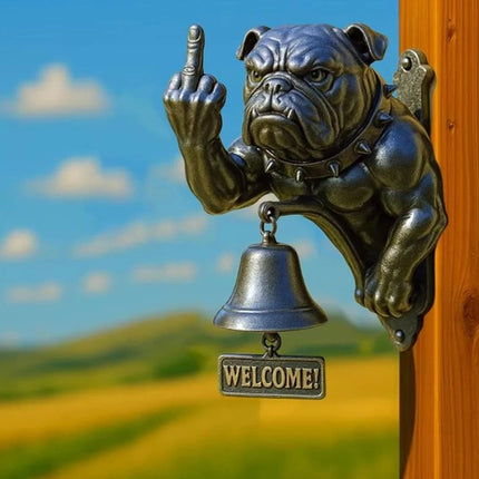 Funny Bulldog Cast Iron Doorbell Rustic Design Door Ring Decor