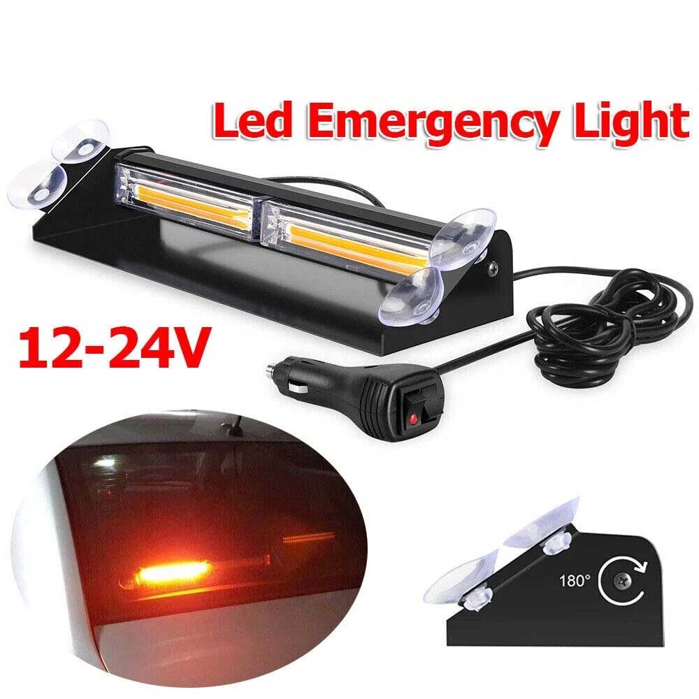 12V-24V Amber LED Strobe Beacon - Waterproof Vehicle Roof Warning Light for Recovery & Emergency