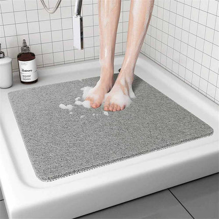 Grey Loofah Non Slip Quick Dry Bath Mat Super Absorbent Anti Mould 60x40cm